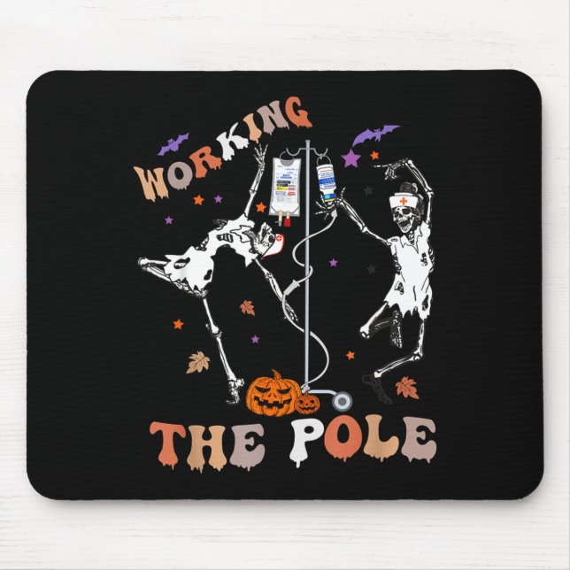 Halloween Icu Er Nurse Working The Le Skeleton Dan Mouse Pad (Front)