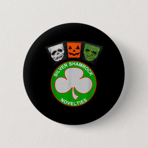 Halloween III Silver Shamrock and Masks 6 Cm Round Badge