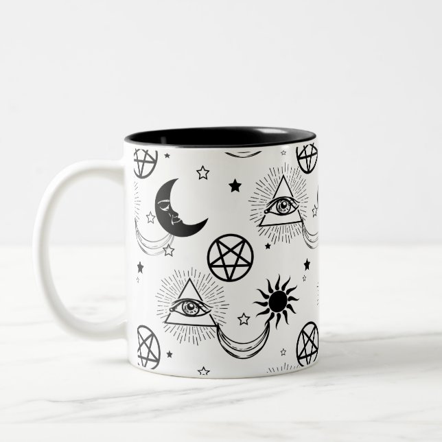 halloween illuminati eye Two-Tone coffee mug (Left)