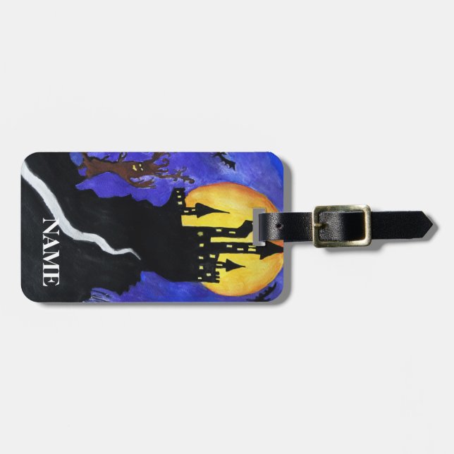 Halloween Illustartion, Custom Name Luggage Tag (Front Horizontal)