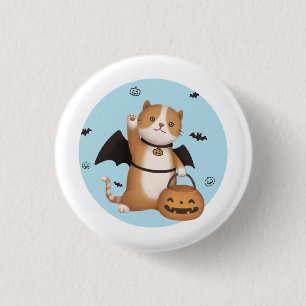 Halloween Illustration: Bat Cat 3 Cm Round Badge