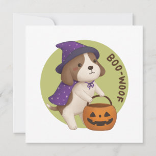 Halloween Illustration: Boo-Woof (Beagle) Holiday Card