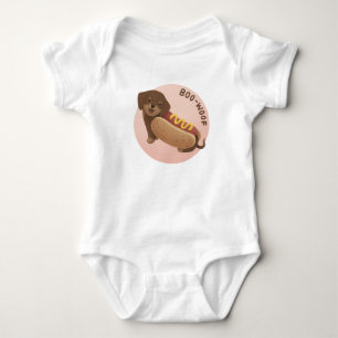 Halloween Illustration: Boo-Woof (Dachshund) Baby Bodysuit