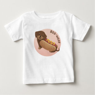 Halloween Illustration: Boo-Woof (Dachshund) Baby T-Shirt