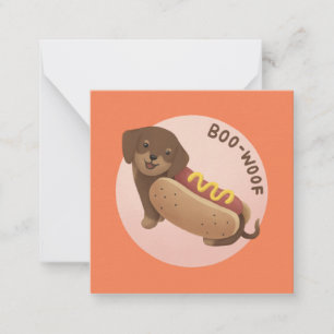 Halloween Illustration: Boo-Woof (Dachshund) Card