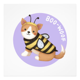 Halloween Illustration: Boo-Woof (Welsh Corgi) Photo Print