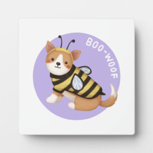 Halloween Illustration: Boo-Woof (Welsh Corgi) Plaque