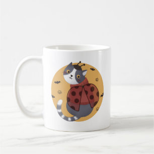 Halloween Illustration: Ladybug Cat Coffee Mug