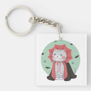 Halloween Illustration: Vampire Cat Key Ring