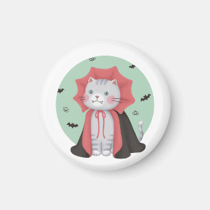 Halloween Illustration: Vampire Cat Magnet