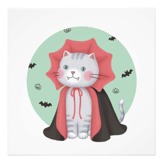Halloween Illustration: Vampire Cat Photo Print (Front)