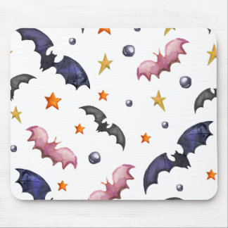 Halloween illustration with bats and stars mouse pad
