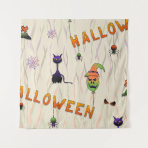 Halloween Illustrations Tapestry