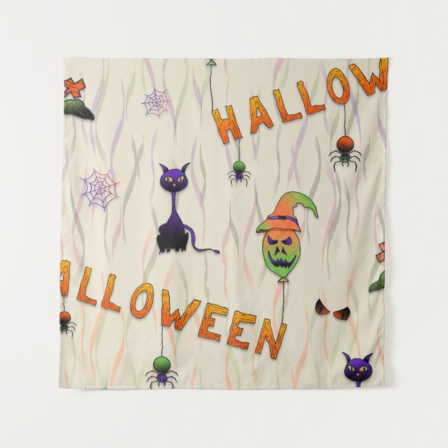 Halloween Illustrations Tapestry (Front)
