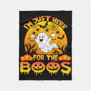 Halloween I'm Just Here For The Boos Funny Ghost C Fleece Blanket