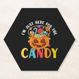 Halloween I'm Just Here for the Candy Paper Coaster
