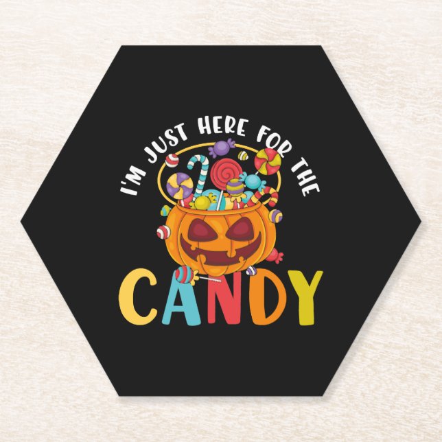 Halloween I'm Just Here for the Candy Paper Coaster (Front)