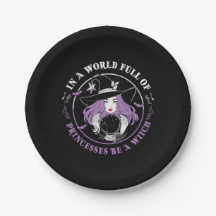 Halloween In A World Full Of Witches Birthday Paper Plate