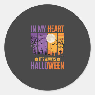 Halloween In My Heart Spooky Cemetery Classic Round Sticker