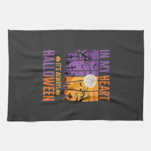 Halloween In My Heart Spooky Cemetery Tea Towel