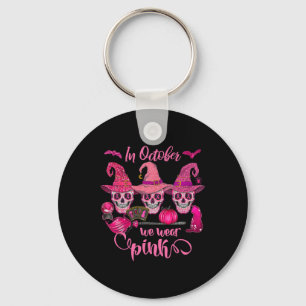Halloween In October We Wear Breast Cancer Awarene Key Ring