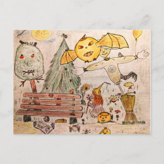 Halloween in your backyard announcement postcard