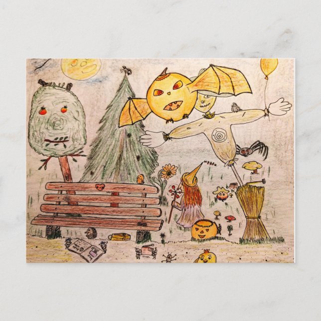 Halloween in your backyard announcement postcard (Front)