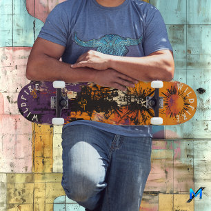 Halloween-Inspired & Bold Bold Sunburst Graffiti Skateboard