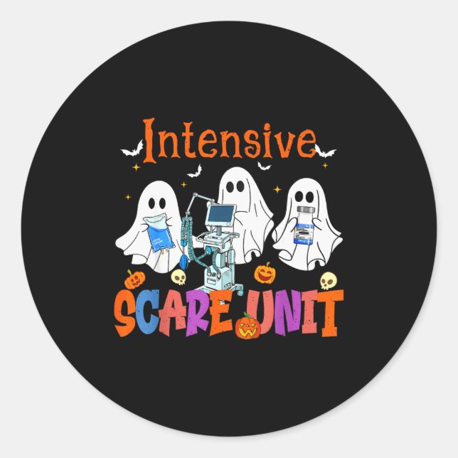 Halloween Intensive Care E Unit Ghost Nurse Icu Nu Classic Round Sticker (Front)