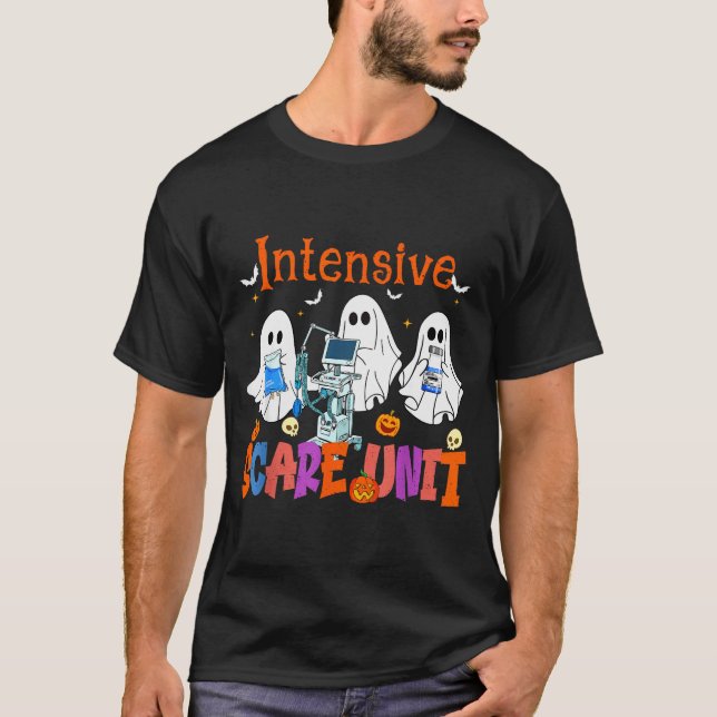 Halloween Intensive Care E Unit Ghost Nurse Icu Nu T-Shirt (Front)
