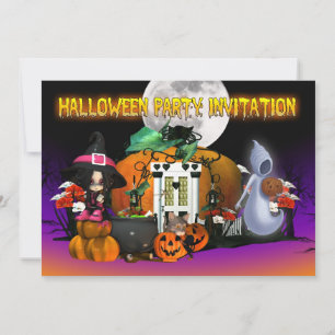 Halloween Invitation Card - Cartoon Halloween Invi