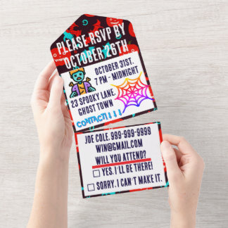 Halloween Invitation Card with Creepy Red Design!