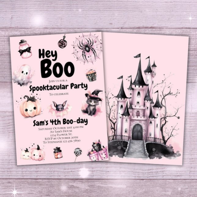 Halloween Invitation Kids Cute Pink Birthday Party (Creator Uploaded)