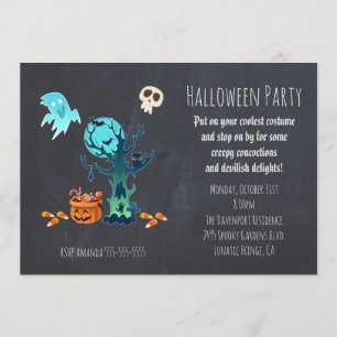 Halloween Invitation- Spooky Scene With Candy Invitation
