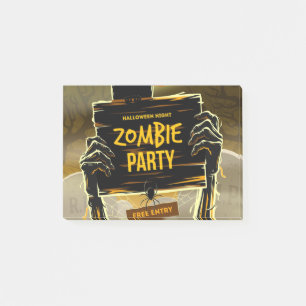 Halloween invitation to zombie party post-it notes