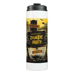 Halloween invitation to zombie party thermal tumbler