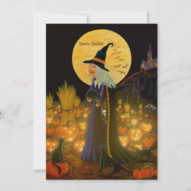 Halloween invitation ,witch in a Jack-O-Lantern pa (Front)
