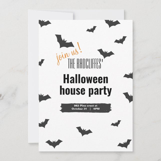 Halloween invitation with bats (Front)