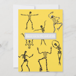 Halloween invitation with dancing skeletons