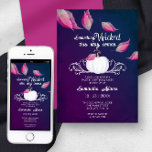 Halloween Invitations Sweet 16 Birthday Party Pink<br><div class="desc">Something Wicked This Way Comes fun halloween birthday party invitations. This cute sweet 16 party invite features a gothic design with pink leaves falling over vintage shades of deep purple with a white pumpkin. Perfect for creepy October birthday parties or fall costume parties. To see more designs like this visit...</div>