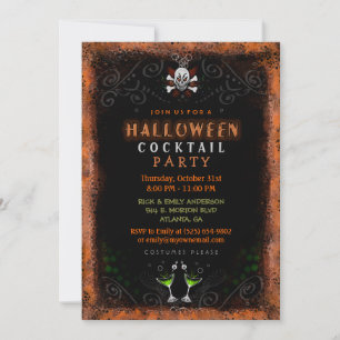 Halloween Invite - Border with Skull & Cocktails