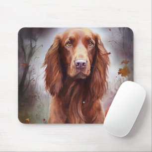 Halloween Irish Red Setter With Pumpkins Scary  Mouse Pad