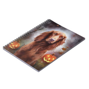 Halloween Irish Red Setter With Pumpkins Scary  Notebook