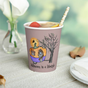 Halloween Is a Lifestyle – Pumpkin Camper Van Paper Cups