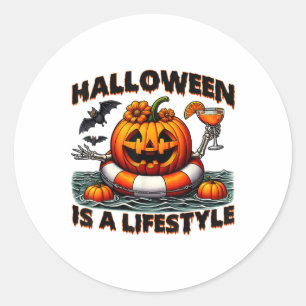 Halloween Is A Lifestyle Spooky Halloween For Men  Classic Round Sticker