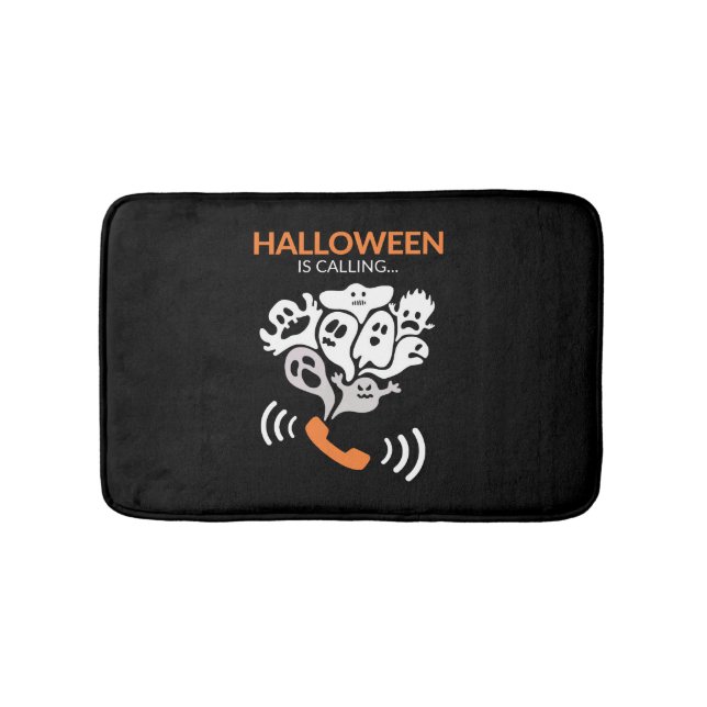 Halloween Is Calling Funny Halloween Boo Ghost Bath Mat (Front)