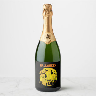 Halloween is cool Halloween funny gift Sparkling Wine Label
