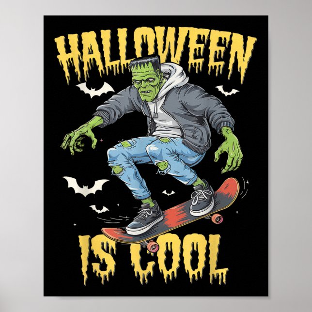 Halloween Is Cool Women Men Frankenstein Monster  Poster (Front)