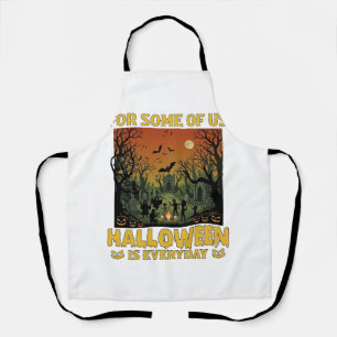 Halloween Is Everyday Graveyard Zombies Bonfire Pu Apron