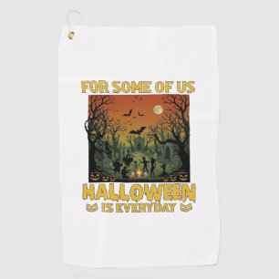 Halloween Is Everyday Graveyard Zombies Bonfire Pu Golf Towel